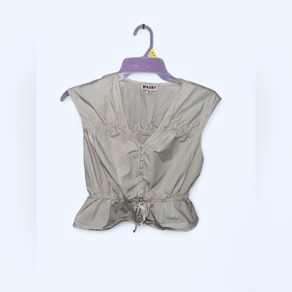 Taupe/Grey Mauby sleeveless top with drawstring waist size medium